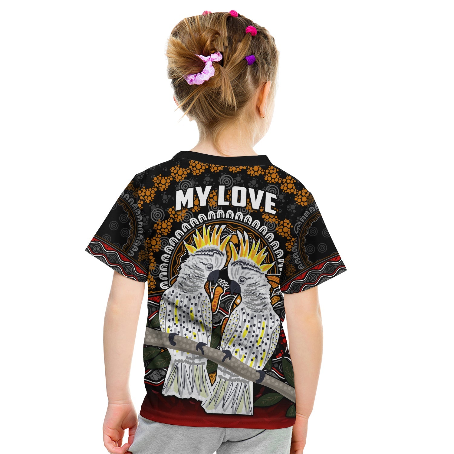 (Custom Personalised) Australia Valentine T Shirt KID Aboriginal Couple Cockatoos MY LOVE - Vibe Hoodie Shop