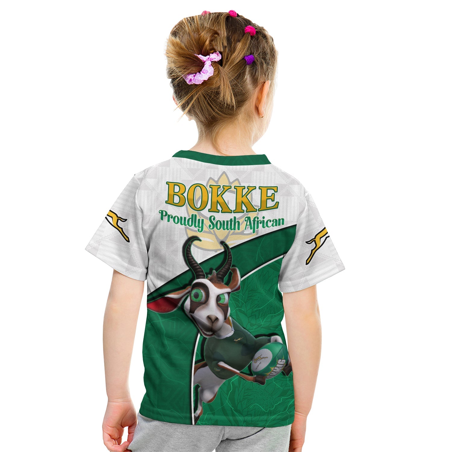 (Custom Personalised) South Africa Rugby T Shirt KID Proudly Springboks Cartoon Bokke African Pattern - Vibe Hoodie Shop