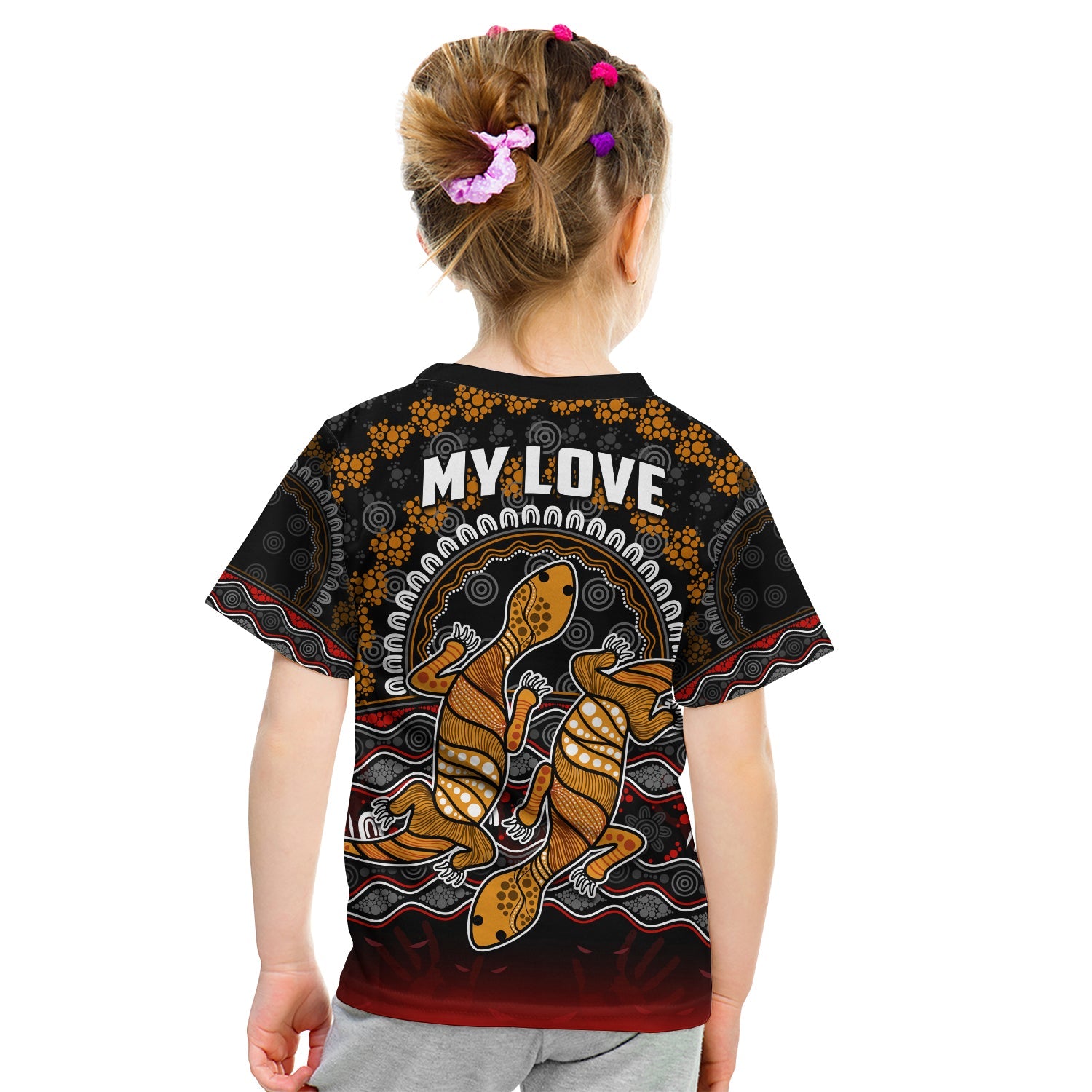 (Custom Personalised) Australia Valentine T Shirt KID Aboriginal Couple Lizards MY LOVE - Vibe Hoodie Shop