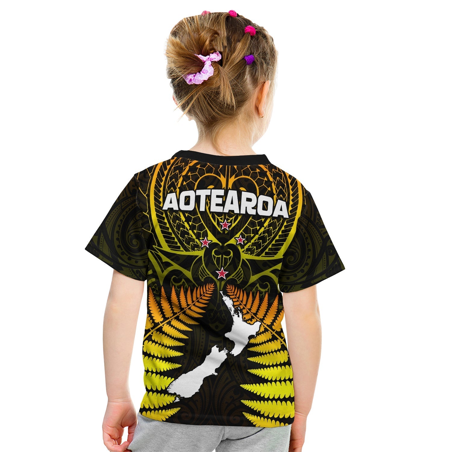 Aotearoa Fern T shirt New Zealand Hei Tiki Gold Style - Vibe Hoodie Shop