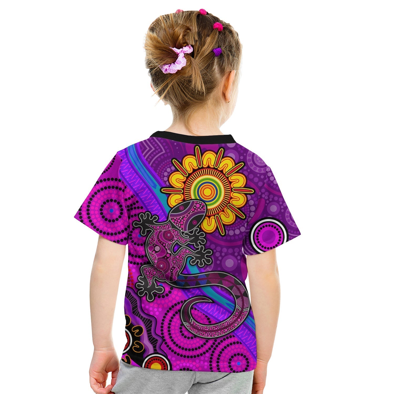 Australia Lizard and Sun T shirt Aboriginal Art Purple - Vibe Hoodie Shop