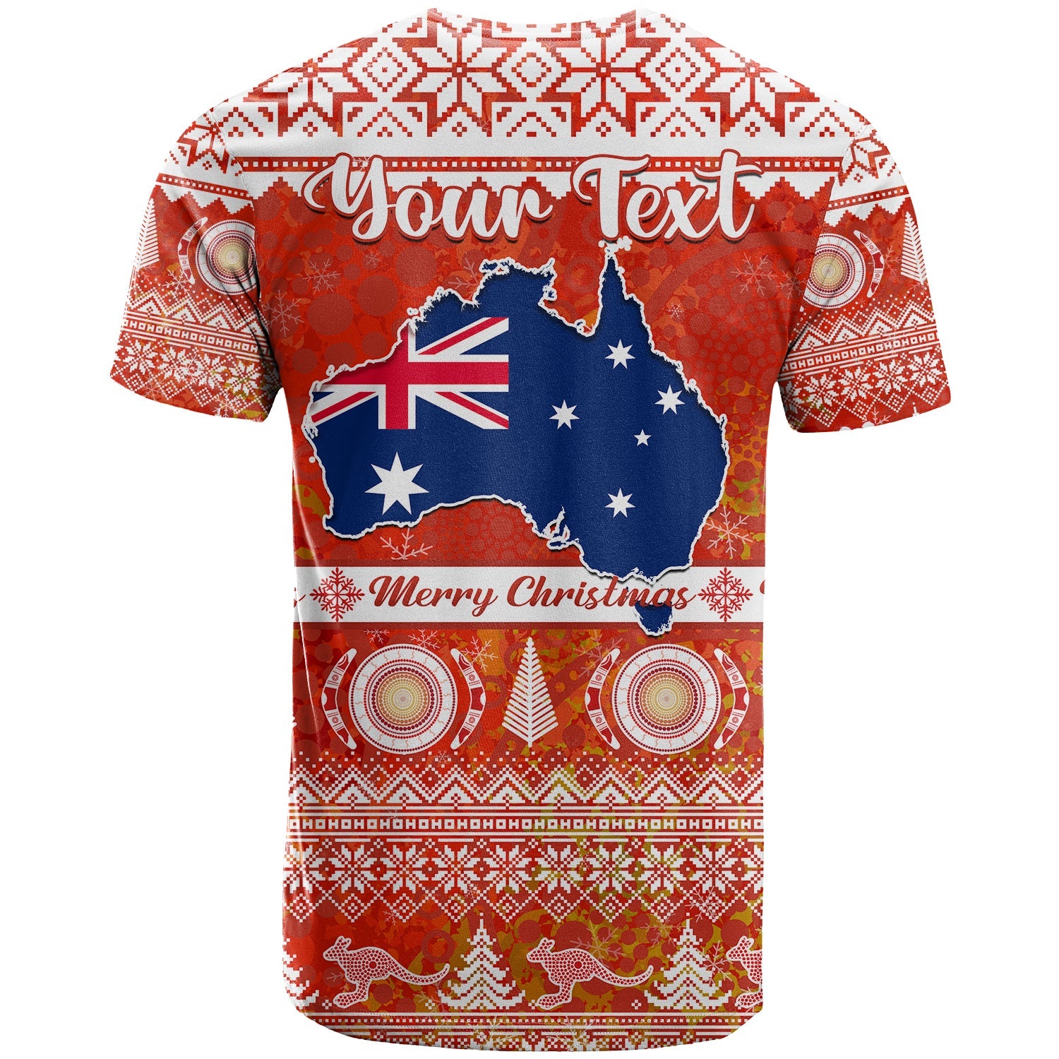 (Custom Personalised) Australia T Shirt Australian Map Aboriginal Painting Merry Christmas - Vibe Hoodie Shop