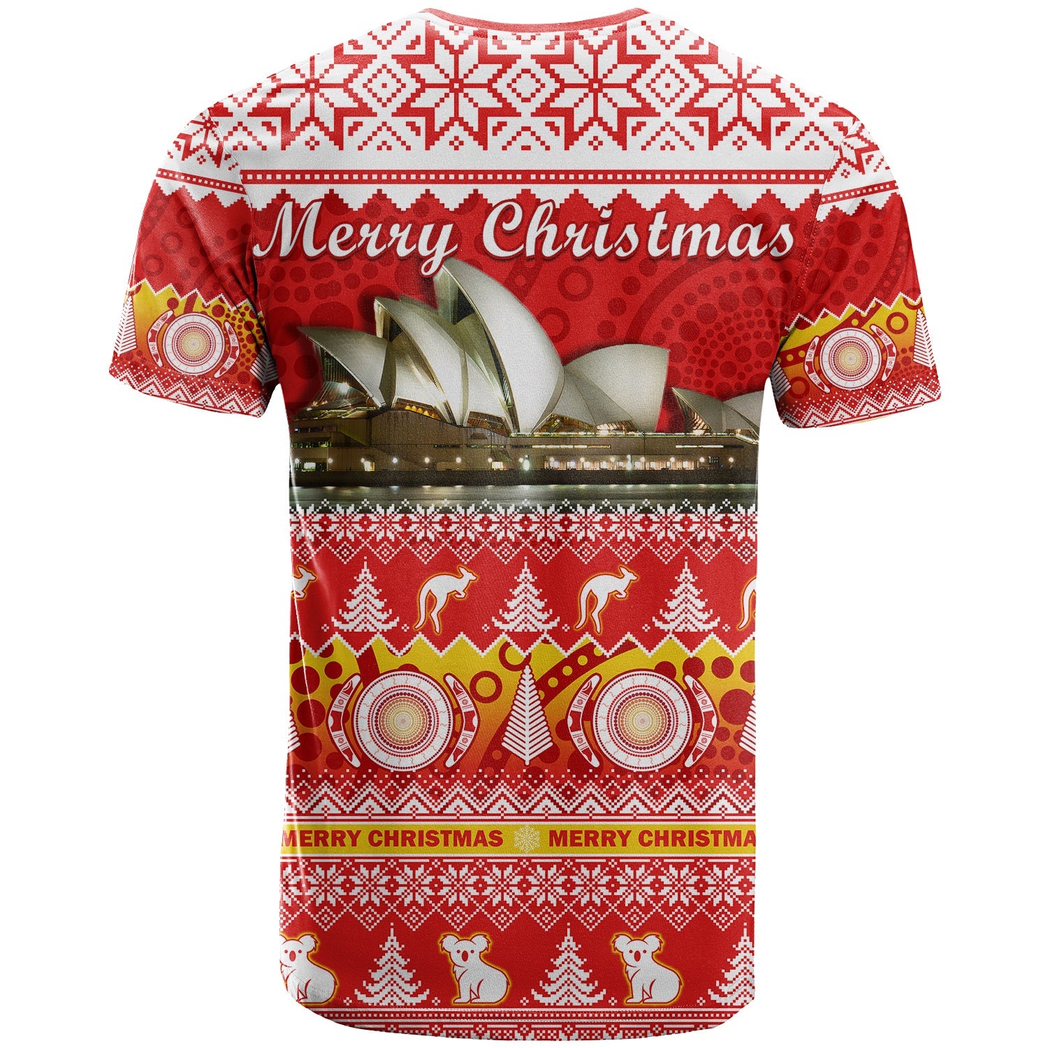 Australia T Shirt Sydney Opera House Aboriginal Art Merry Christmas - Vibe Hoodie Shop
