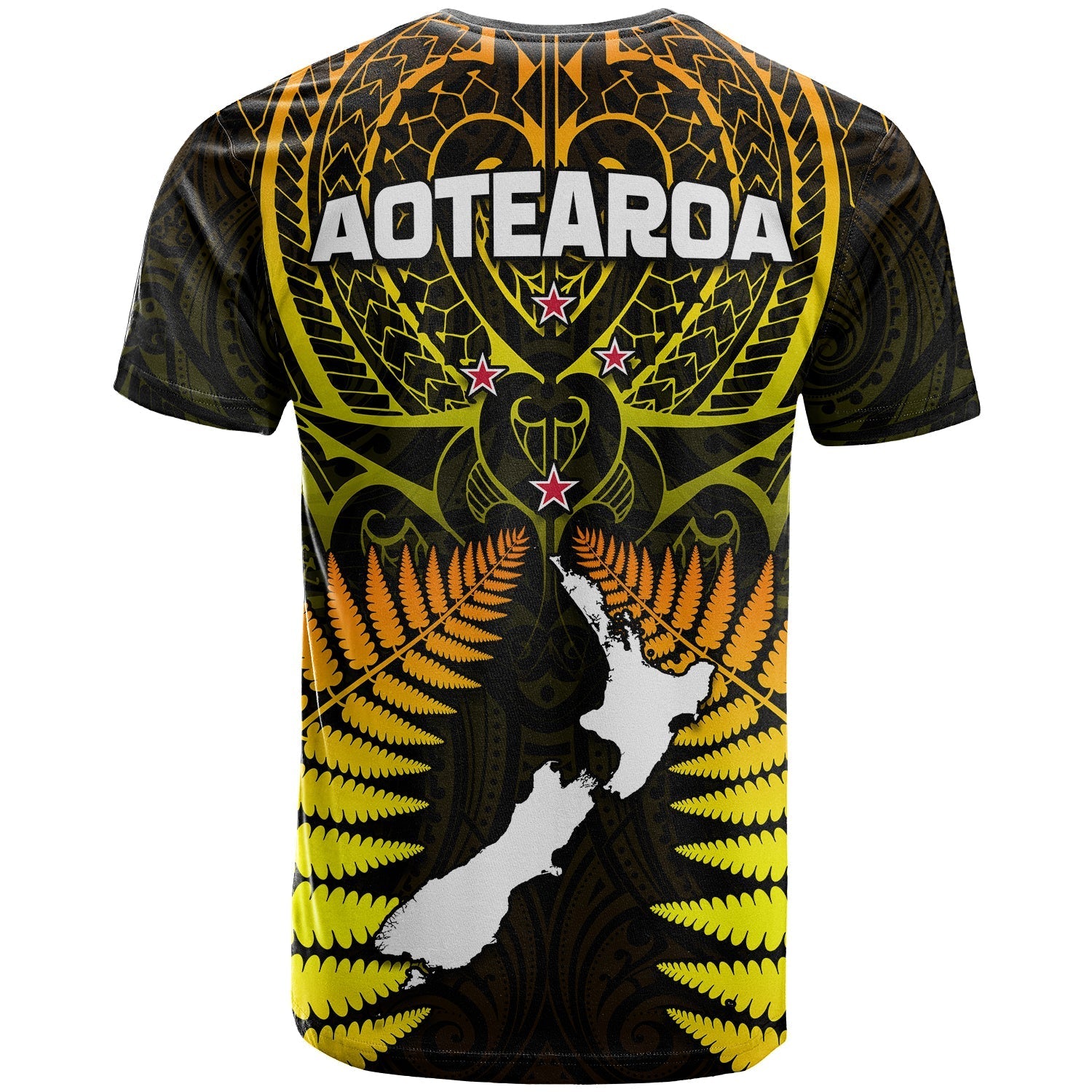 Aotearoa Fern T shirt New Zealand Hei Tiki Gold Style - Vibe Hoodie Shop