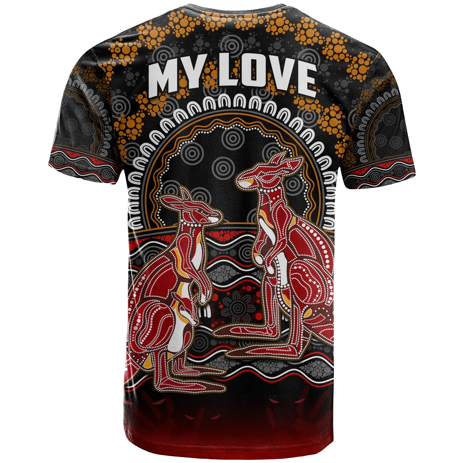 (Custom Personalised) Australia Valentine T Shirt Aboriginal Couple Kangaroos MY LOVE - Vibe Hoodie Shop