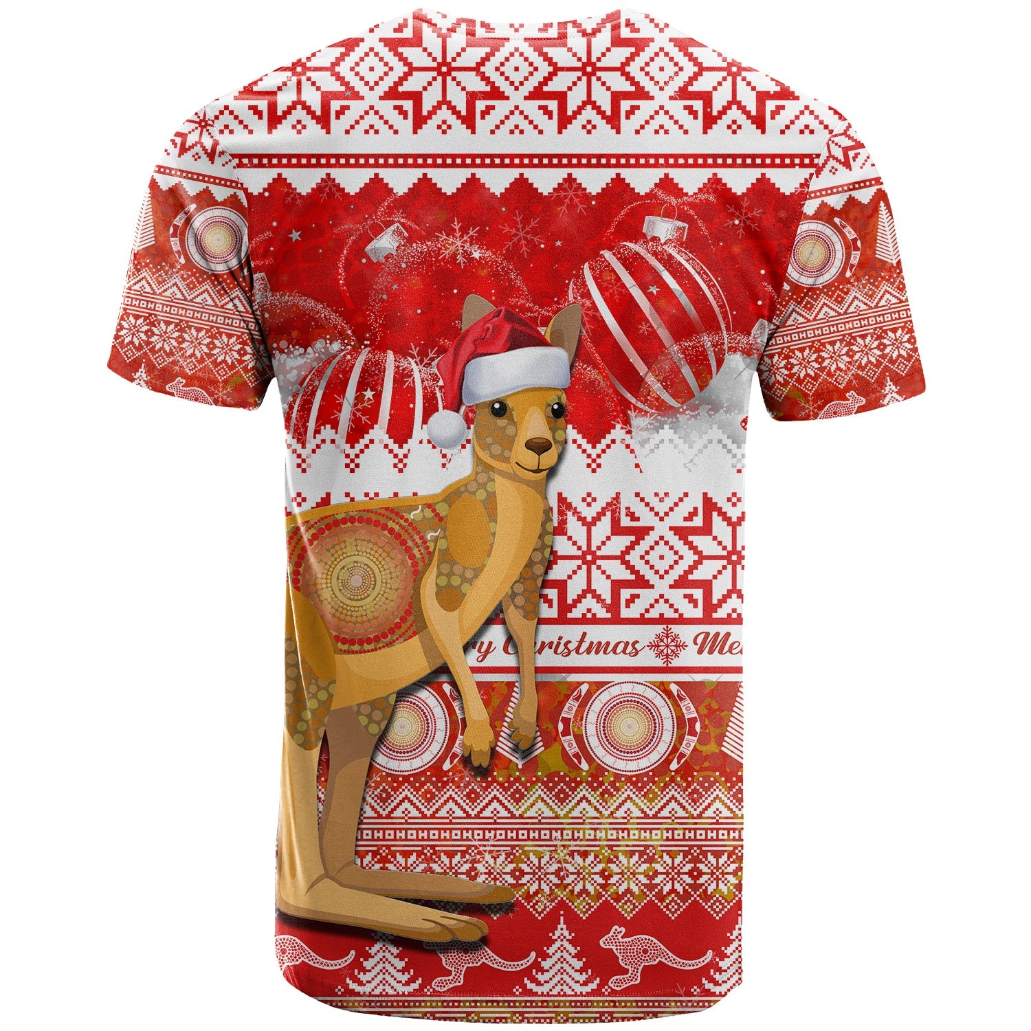 Australia T Shirt Kangaroo Aboriginal Painting Merry Christmas - Vibe Hoodie Shop