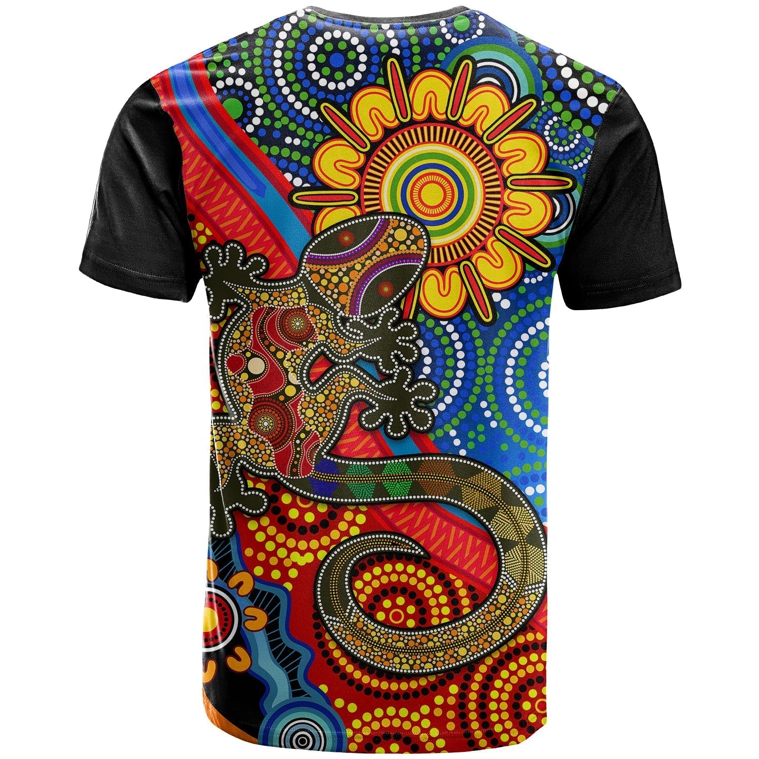 Australia Lizard and Sun T shirt Aboriginal Art Speical - Vibe Hoodie Shop