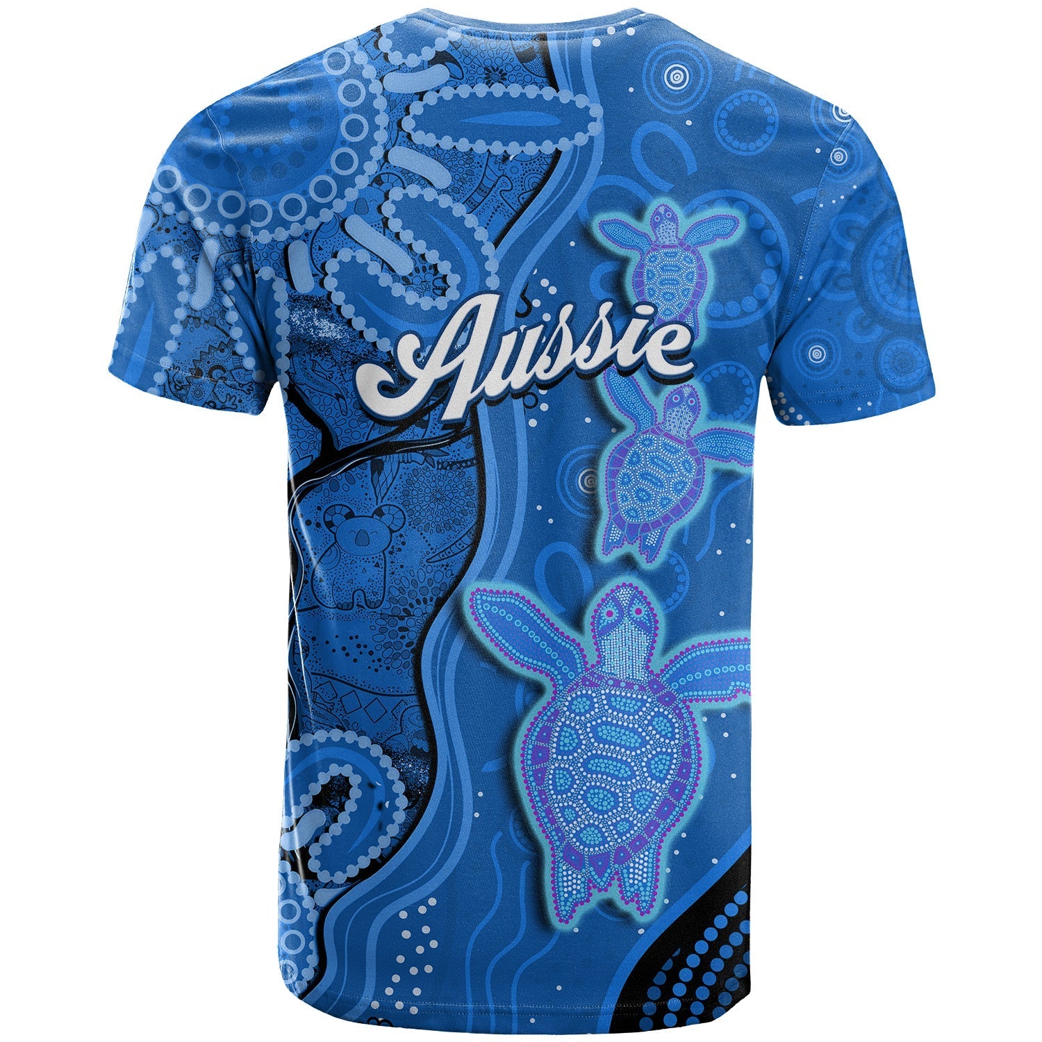 Australian Aboriginal Art T shirt Aussie Turtle Blue Version - Vibe Hoodie Shop