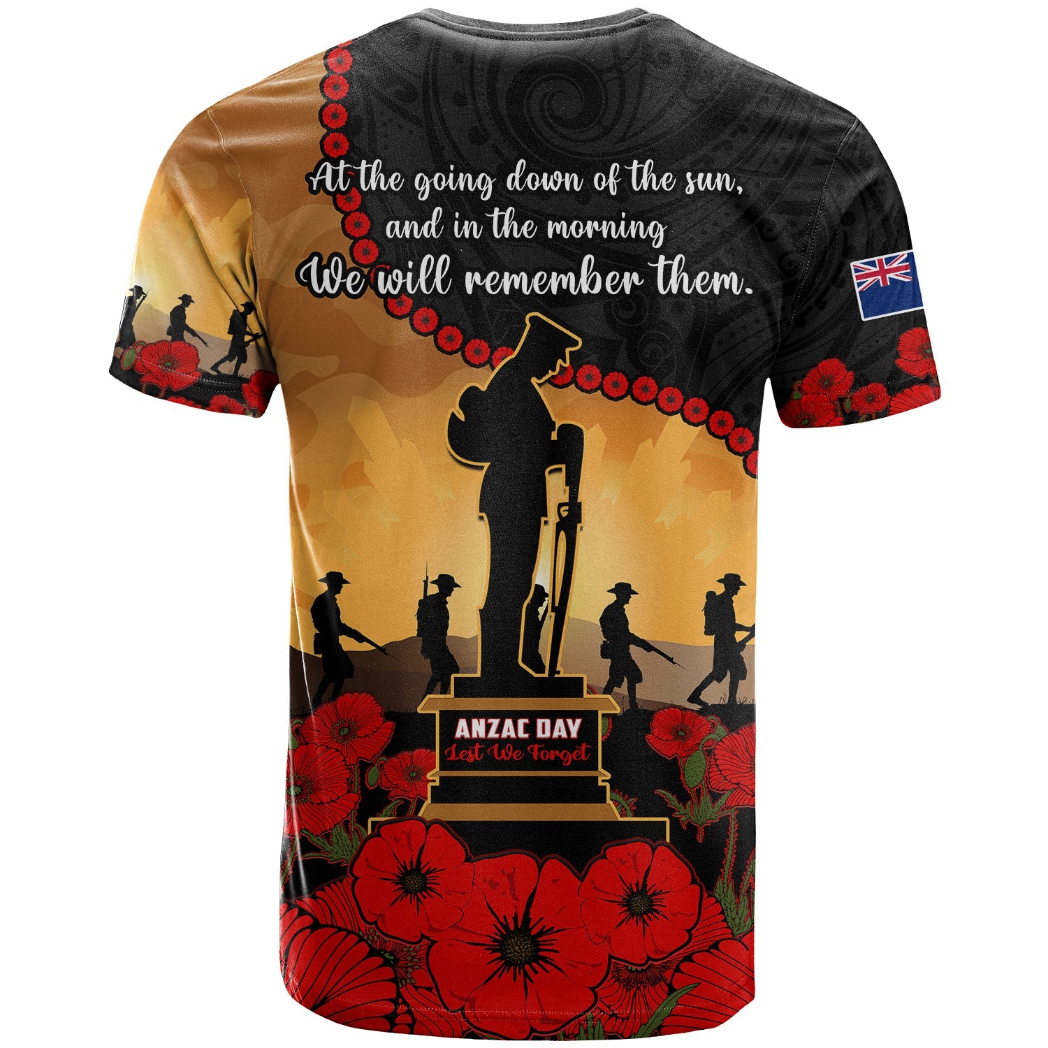 New Zealand Anzac T Shirt Maori Camouflage Mix Poppies We Will Remember Them - Vibe Hoodie Shop