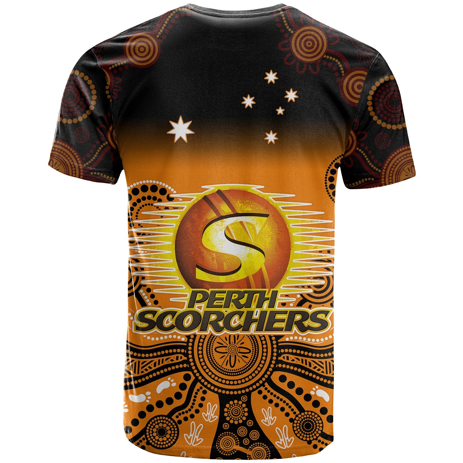 Perth Scorchers T Shirt Gradient Aboriginal Dot Painting - Vibe Hoodie Shop