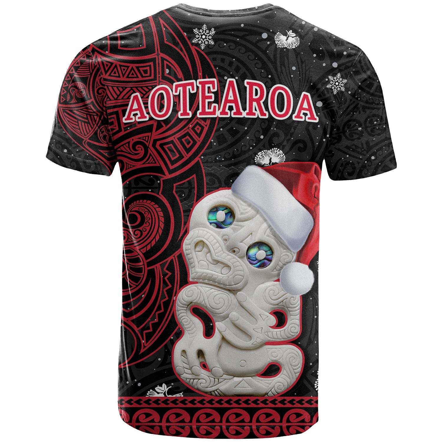 (Custom Personalised) New Zealand Christmas T Shirt Hei Tiki Red Pohutukawa Meri Kirihimete - Vibe Hoodie Shop