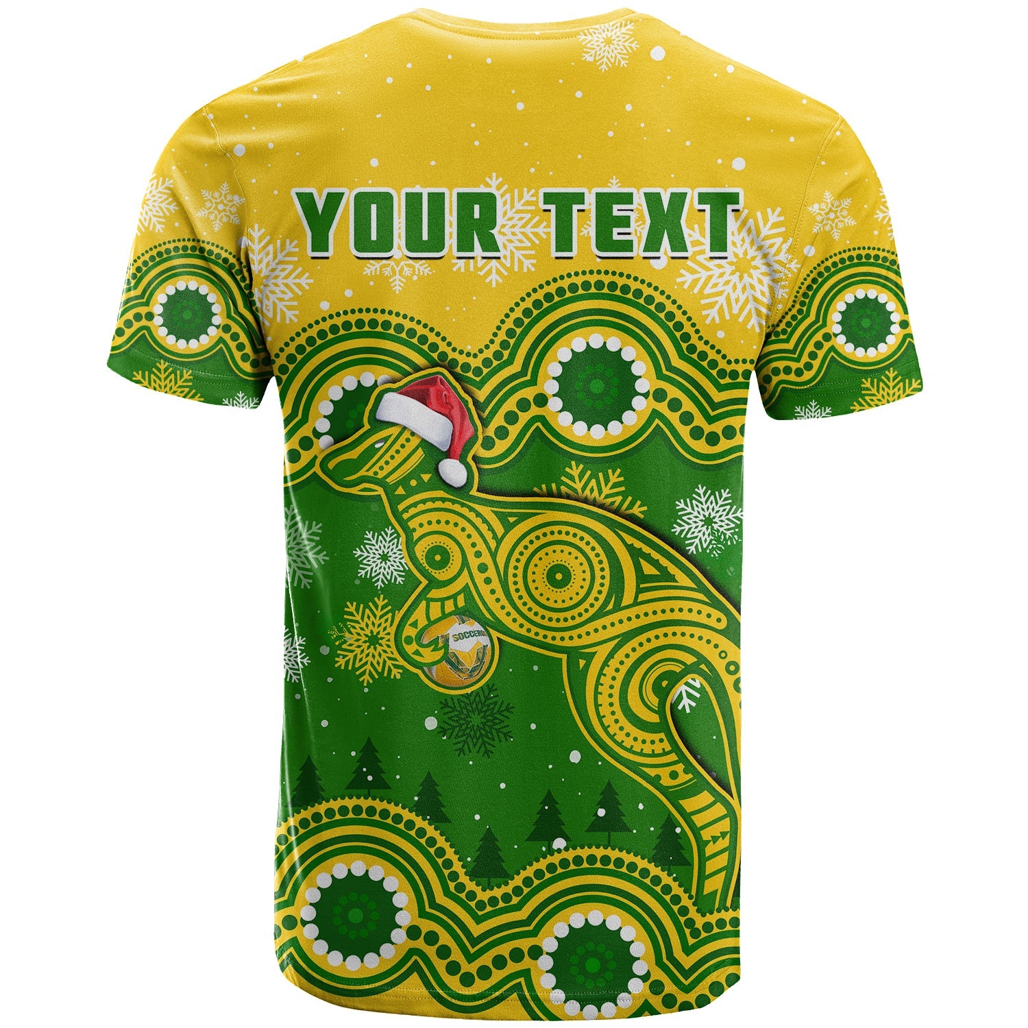 (Custom Personalised) Australia Soccer Christmas T Shirt Socceroos Indigenous Kangaroo - Vibe Hoodie Shop