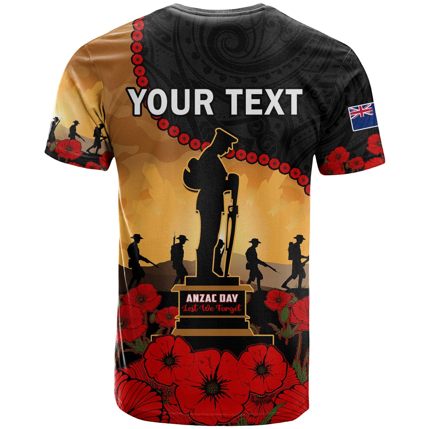 (Custom Personalised) New Zealand Anzac T Shirt Maori Camouflage Mix Poppies We Will Remember Them - Vibe Hoodie Shop