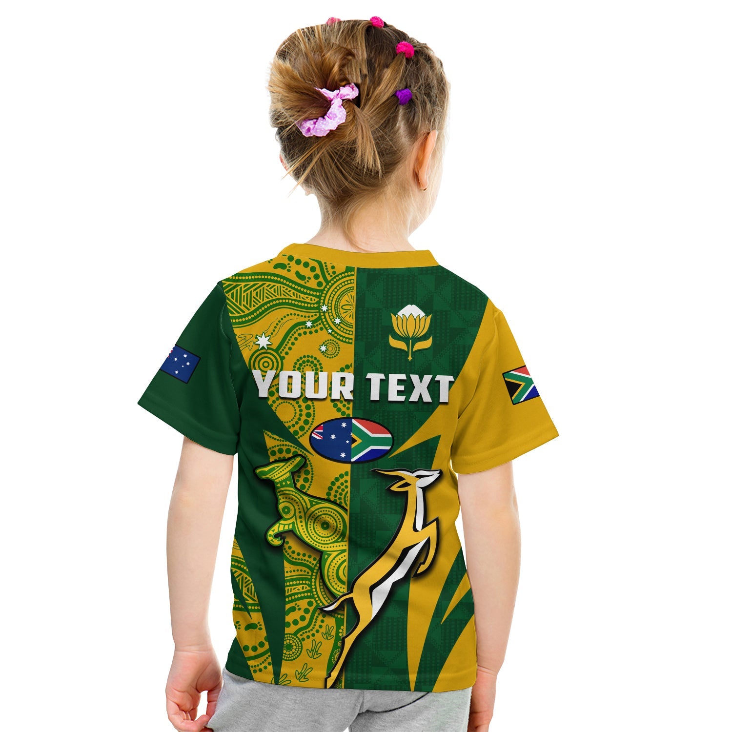 (Custom Personalised) Australia Rugby and South Africa Rugby T Shirt KID Wallabies Mix Springboks Sporty - Vibe Hoodie Shop