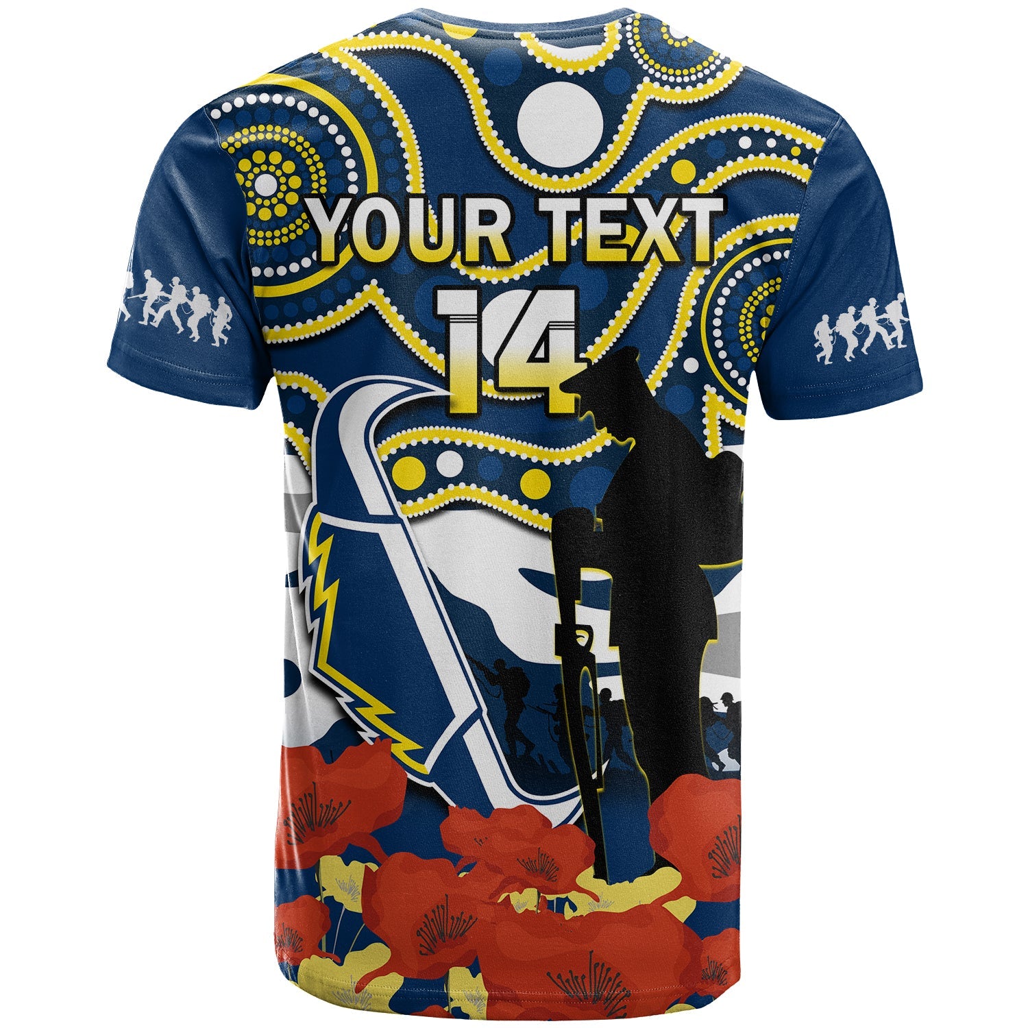 (Custom Text And Number) Cowboys Rugby ANZAC 2023 T Shirt Australian Army Aboriginal Lest We Forget - Vibe Hoodie Shop