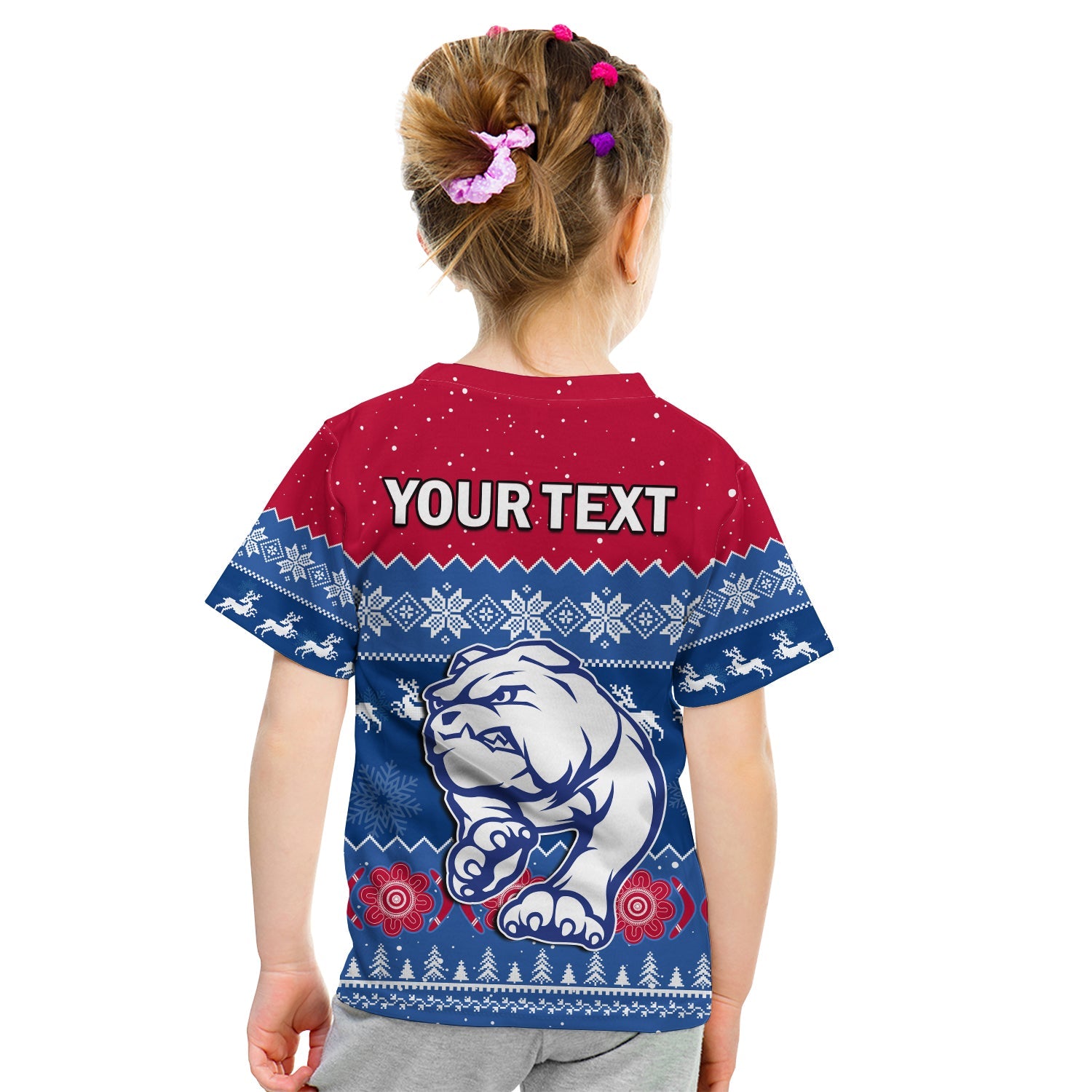 (Custom Personalised) Western Bulldogs Football T Shirt KID Dogs Indigenous Merry Christmas - Vibe Hoodie Shop