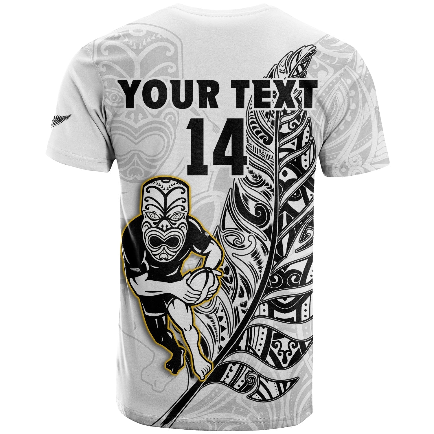 (Custom Text And Number) New Zealand Silver Fern Rugby T Shirt All Black Maori Version White - Vibe Hoodie Shop