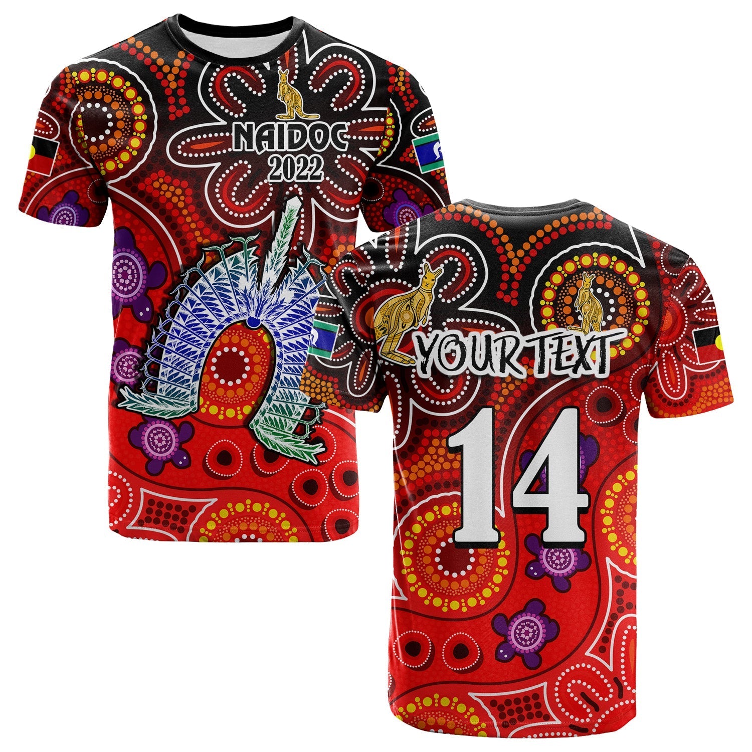 (Custom Text And Number) Australia NAIDOC Week T shirt Australian Aboriginal Dhari Kangaroo Artsy Style - Vibe Hoodie Shop