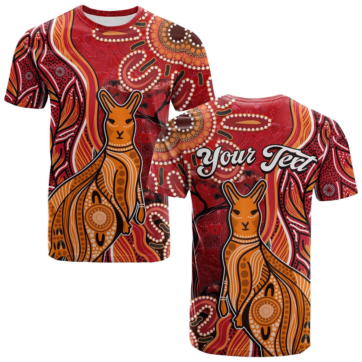 (Custom Personalised) Australian Aboriginal Art T shirt Aussie Animal Red Version - Vibe Hoodie Shop
