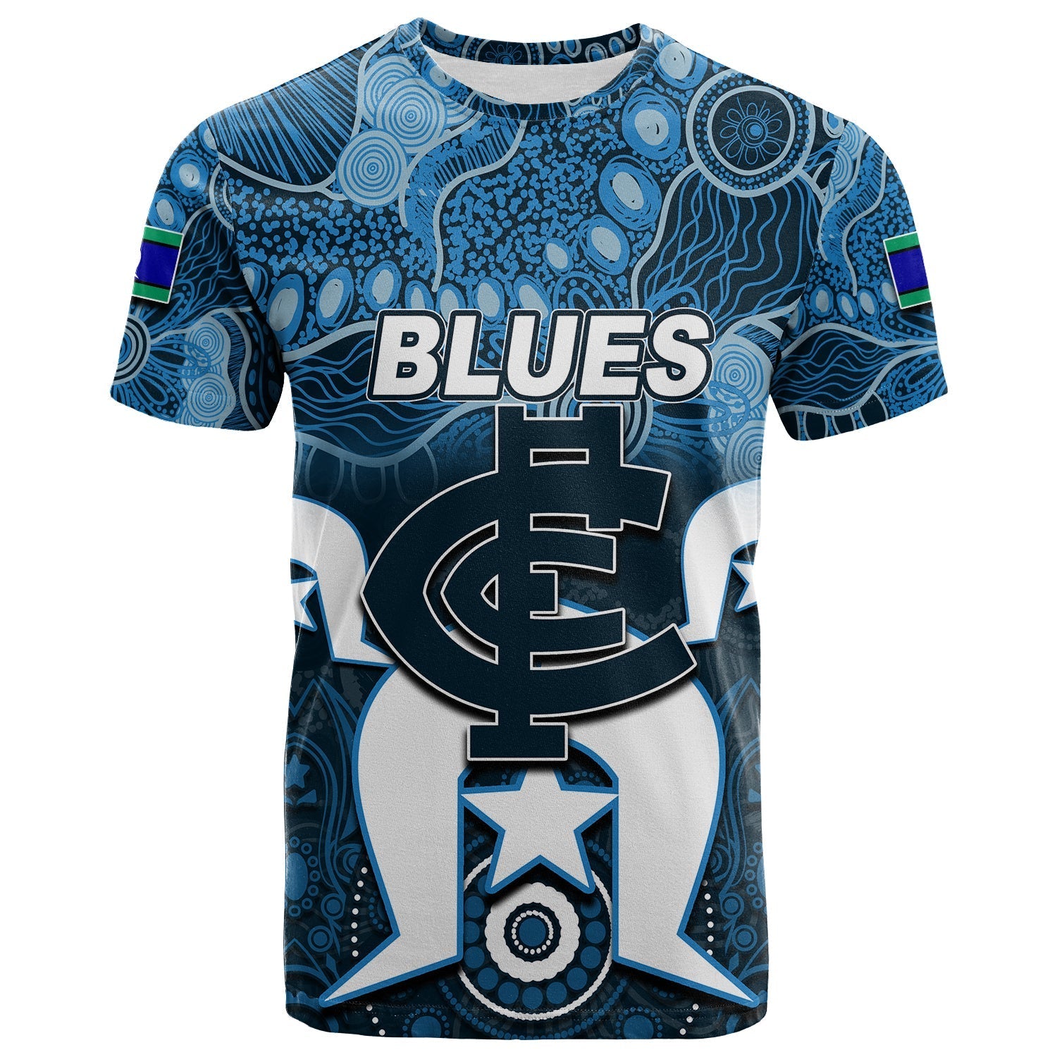 (Custom Personalised) Blues Australian Football Torres Strait Islanders Mix Aboriginal T shirt - Vibe Hoodie Shop