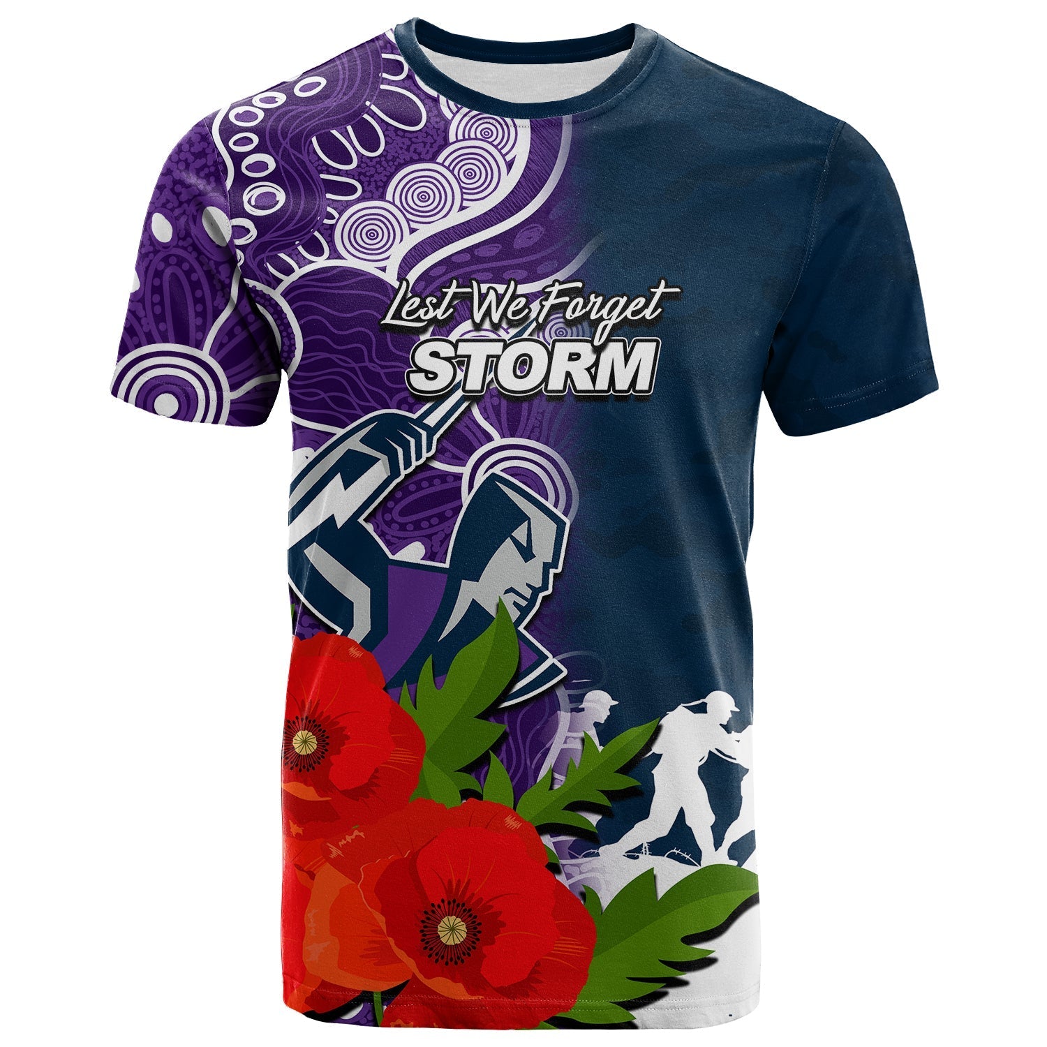 (Custom Personalised) Storm ANZAC Day Aboriginal Mix Army Patterns T shirt - Vibe Hoodie Shop