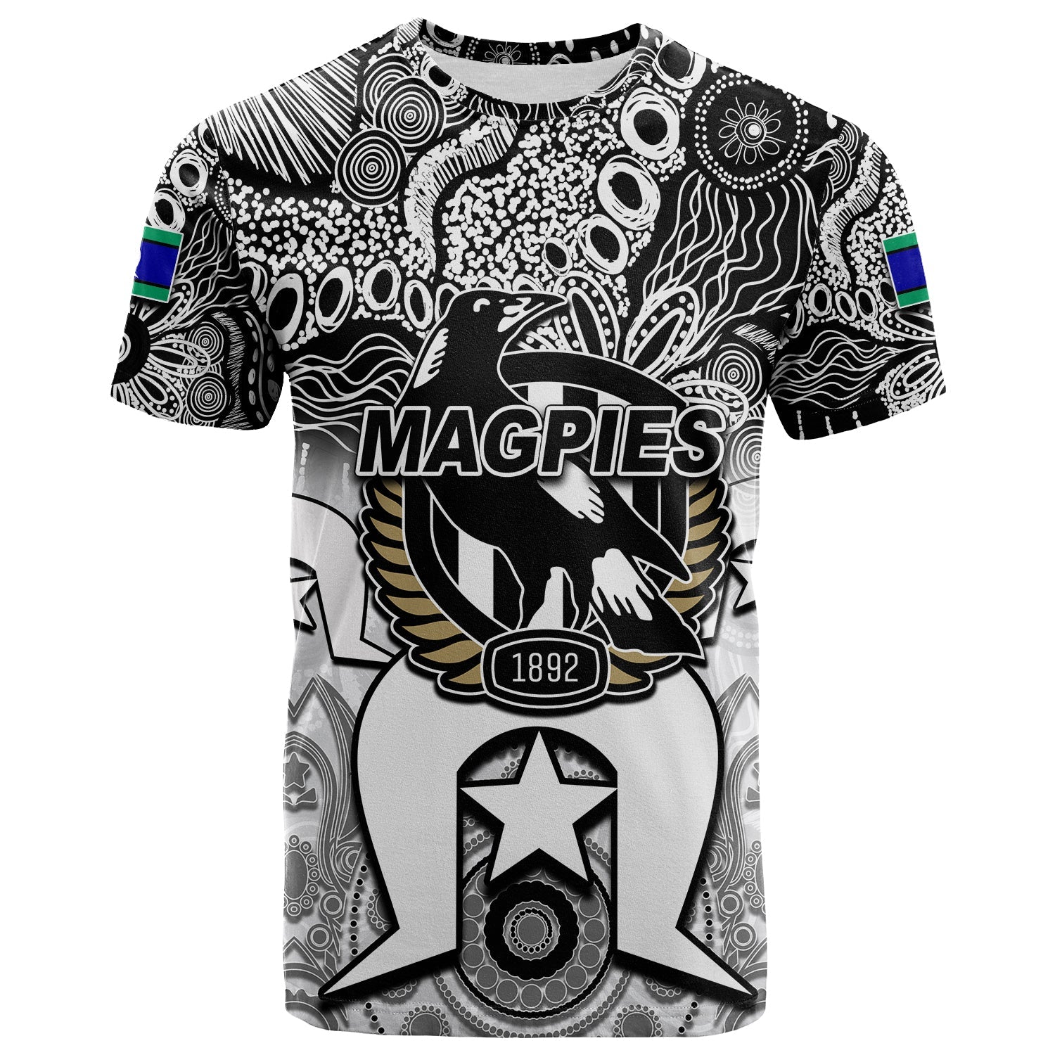 (Custom Personalised) Magpies Australian Football Torres Strait Islanders Mix Aboriginal T shirt - Vibe Hoodie Shop