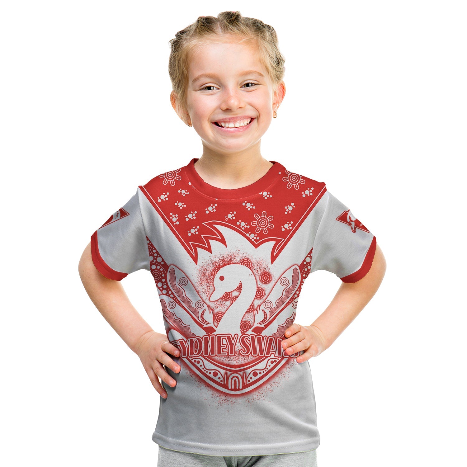 (Custom Text and Number) Swans Football T Shirt KID Est 1874 Aboriginal Boomerang Sydney Bloods - Vibe Hoodie Shop