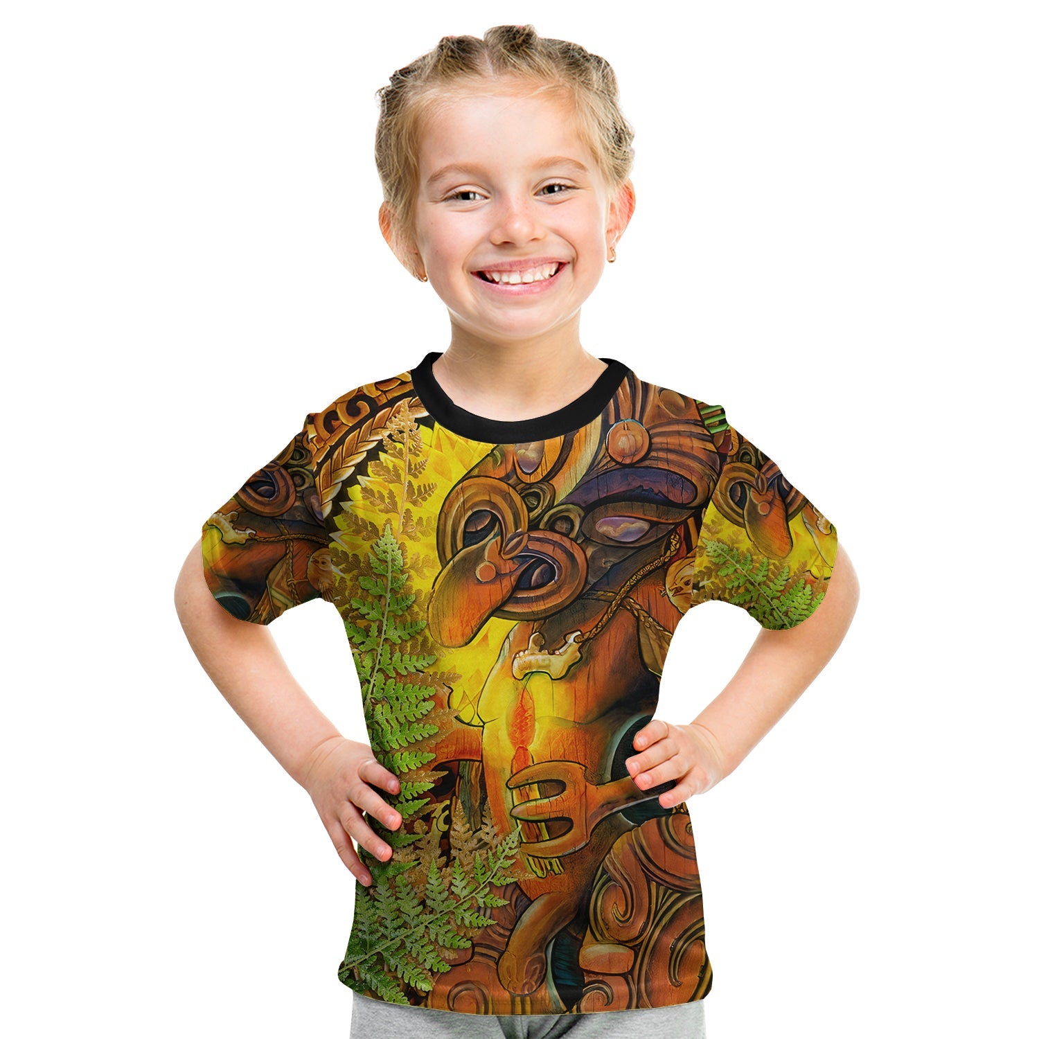 (Custom Personalised) Hei Tiki Maori T Shirt KID Fern Aotearoa Ta Moko Sun - Vibe Hoodie Shop