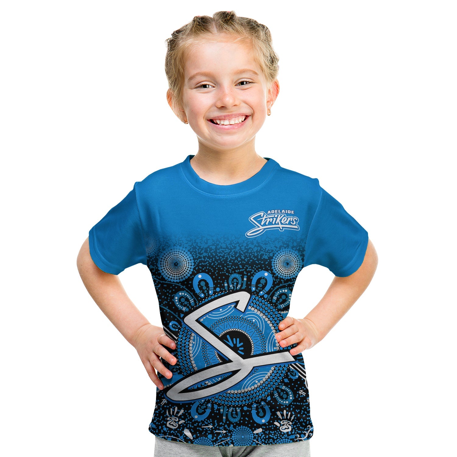 Adelaide Strikers T Shirt KID Aboriginal Sunshine - Vibe Hoodie Shop