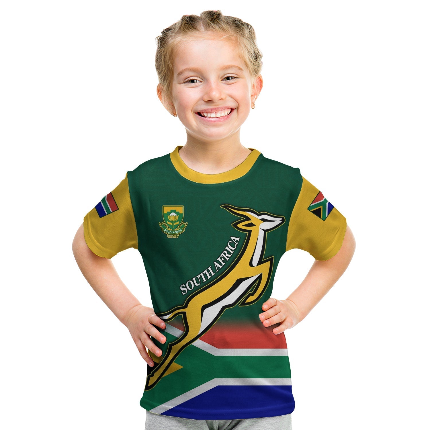 (Custom Personalised) South Africa Rugby T shirt KID Springboks Champion Bokke African Pattern Go Bokke - Vibe Hoodie Shop