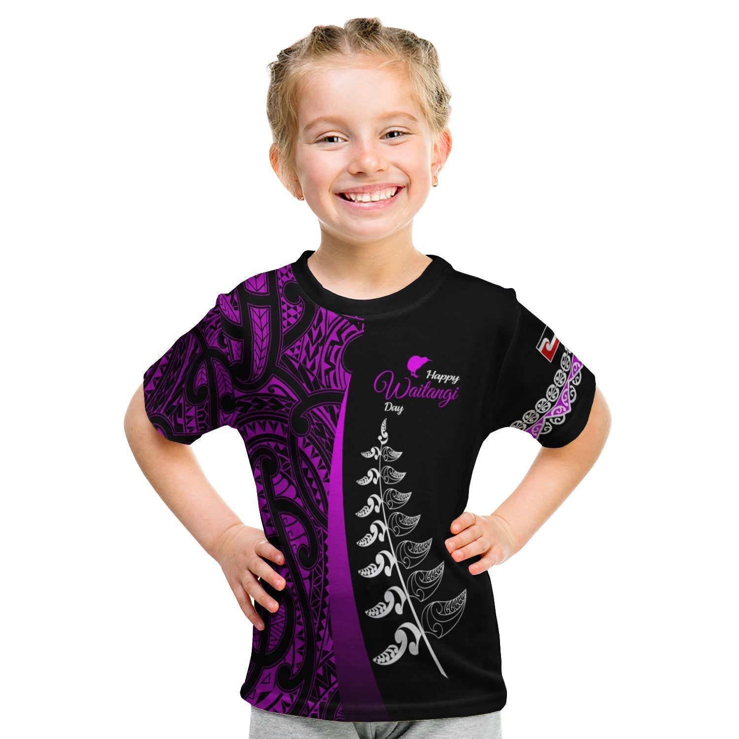 Waitangi Day T shirt Maori Mix Fern Style Purple - Vibe Hoodie Shop