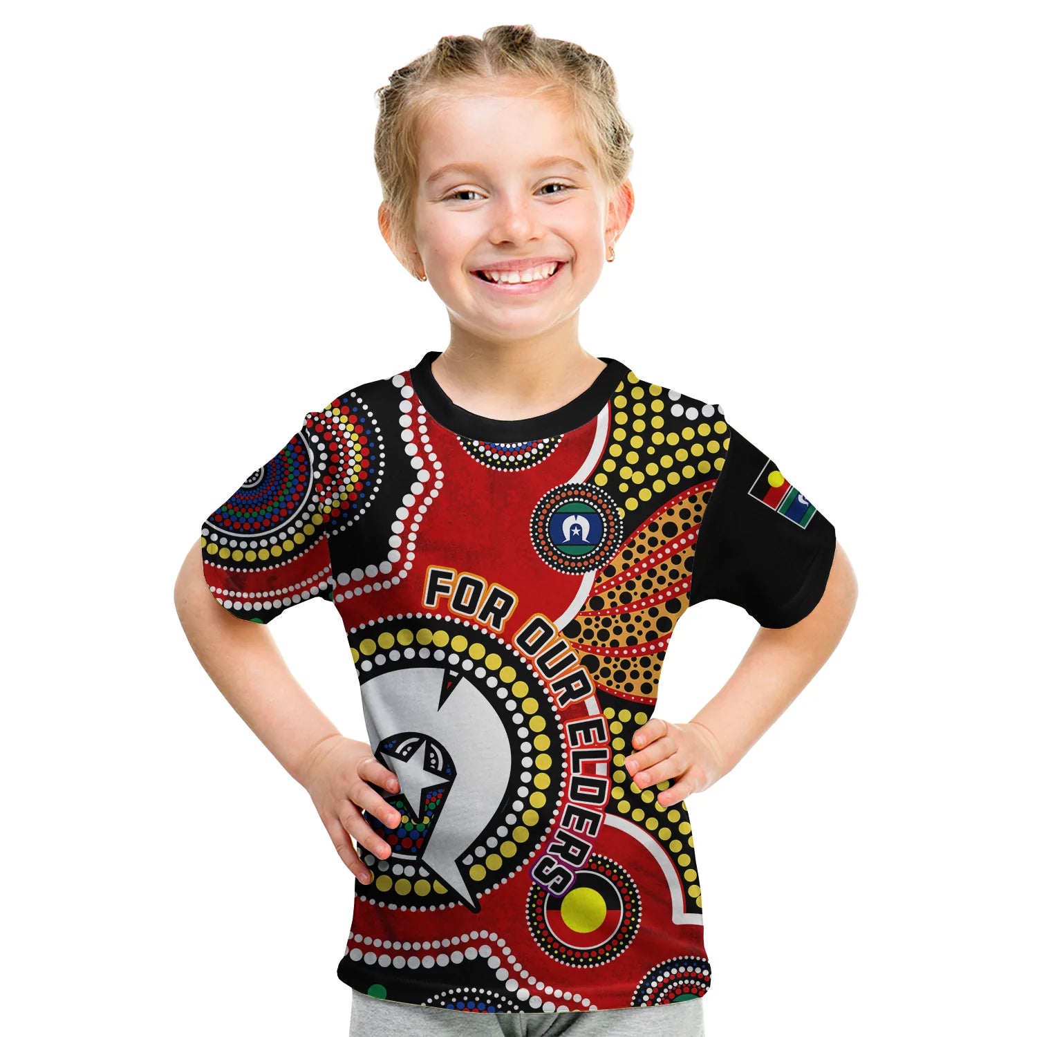 (Custom Personalised) Australia NAIDOC Week T Shirt KID For Our Elders Aborigines and Islanders Flag - Vibe Hoodie Shop