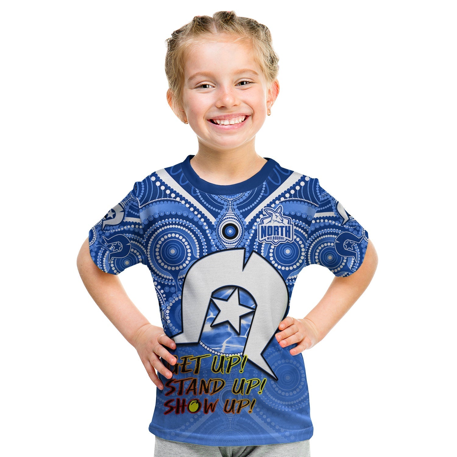 (Custom Personalised) Kangaroos Football NAIDOC Week T shirt KID North Melbourne Aboriginal Dhari - Vibe Hoodie Shop