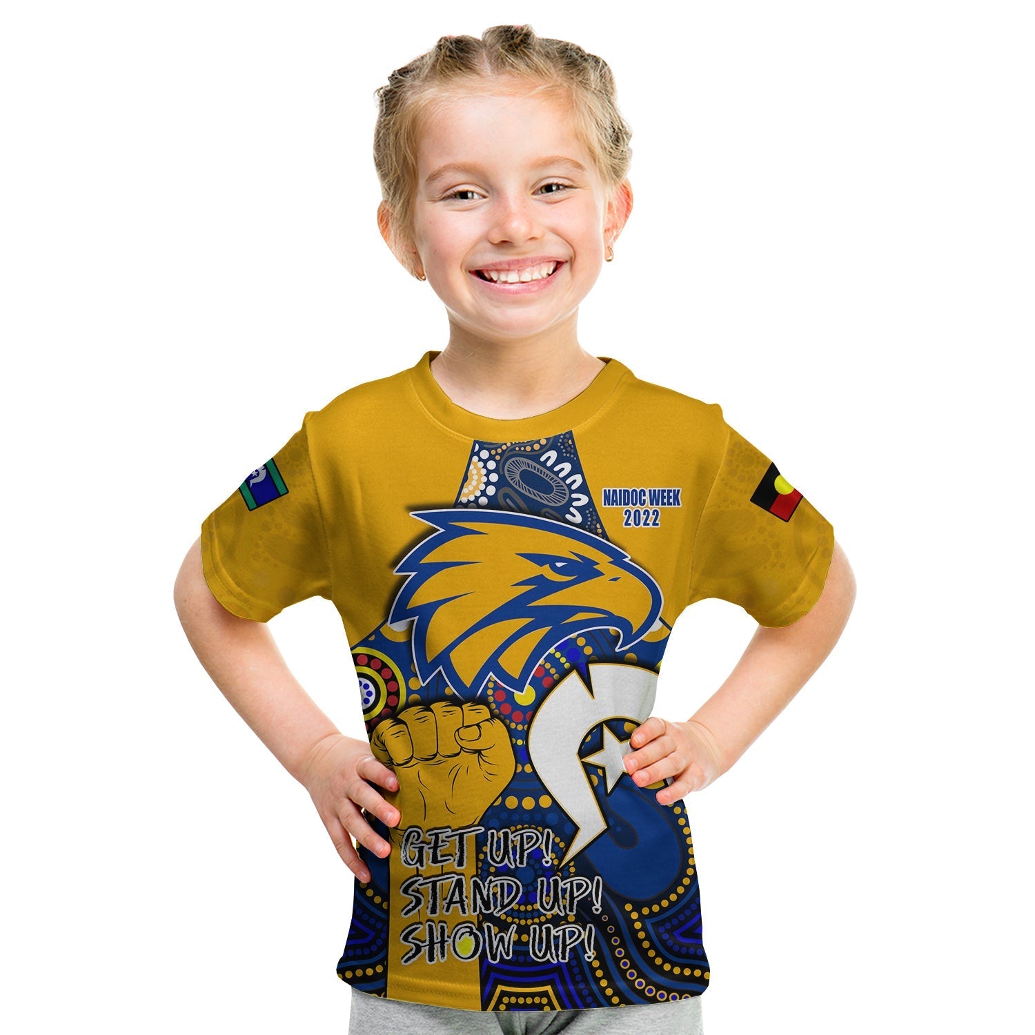 (Custom Personalised) Eagles Football NAIDOC T shirt KID West Coast Aboriginal - Vibe Hoodie Shop