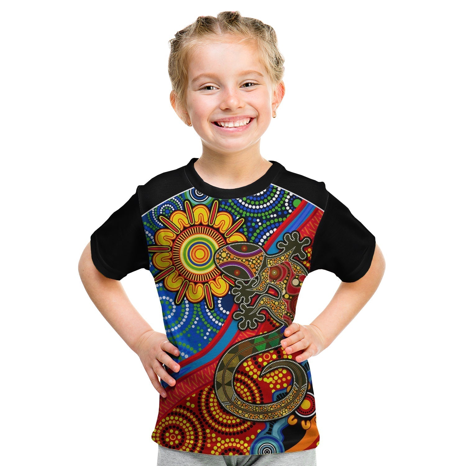 Australia Lizard and Sun T shirt Aboriginal Art Speical - Vibe Hoodie Shop