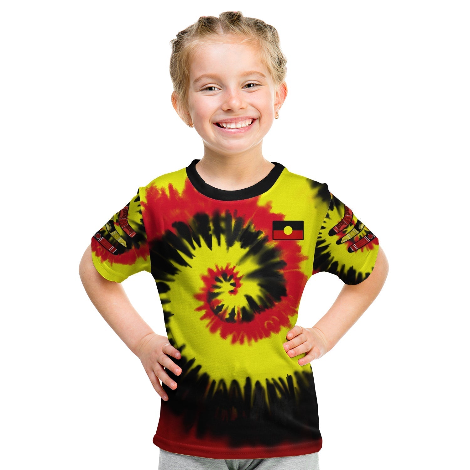 (Custom Text and Number) Australia Aboriginal T shirt KID Colorful Tie Dye - Vibe Hoodie Shop