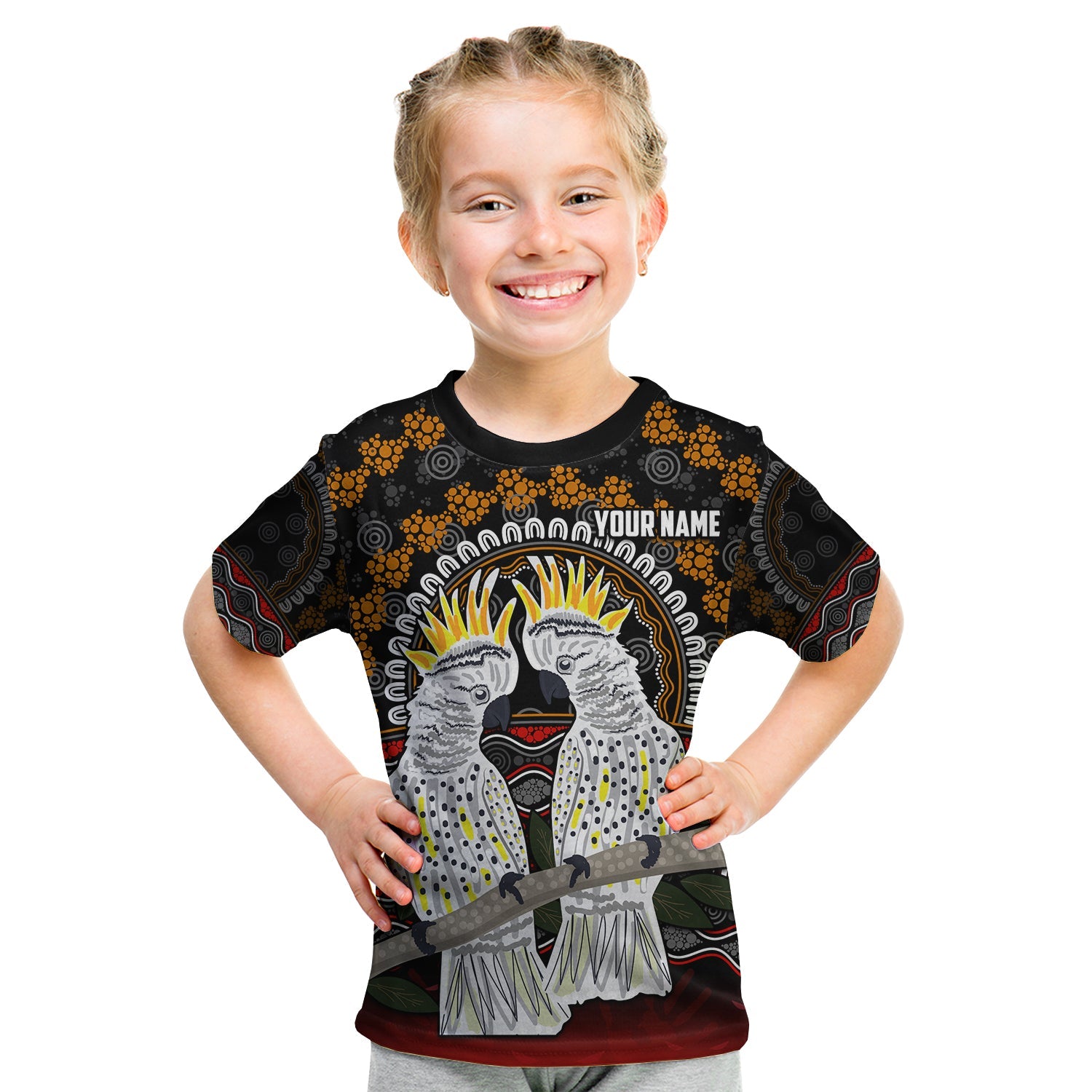 (Custom Personalised) Australia Valentine T Shirt KID Aboriginal Couple Cockatoos MY LOVE - Vibe Hoodie Shop