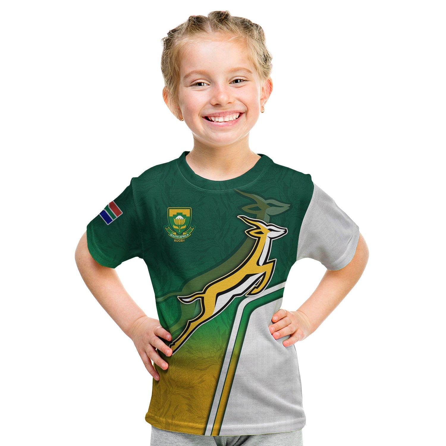 (Custom Text and Number) South Africa Rugby T Shirt KID Protea Flower Springboks Go Bokke - Vibe Hoodie Shop