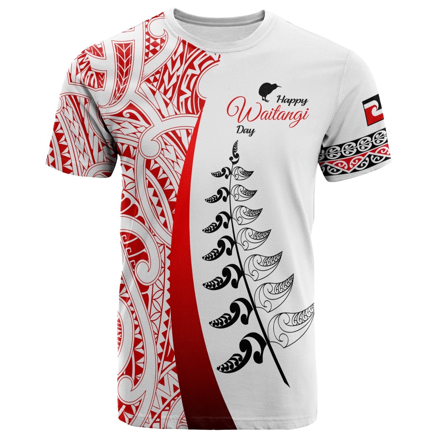 Waitangi Day T shirt Maori Mix Fern Style White - Vibe Hoodie Shop