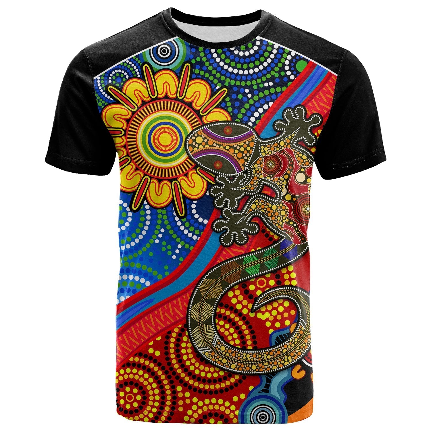 Australia Lizard and Sun T shirt Aboriginal Art Speical - Vibe Hoodie Shop