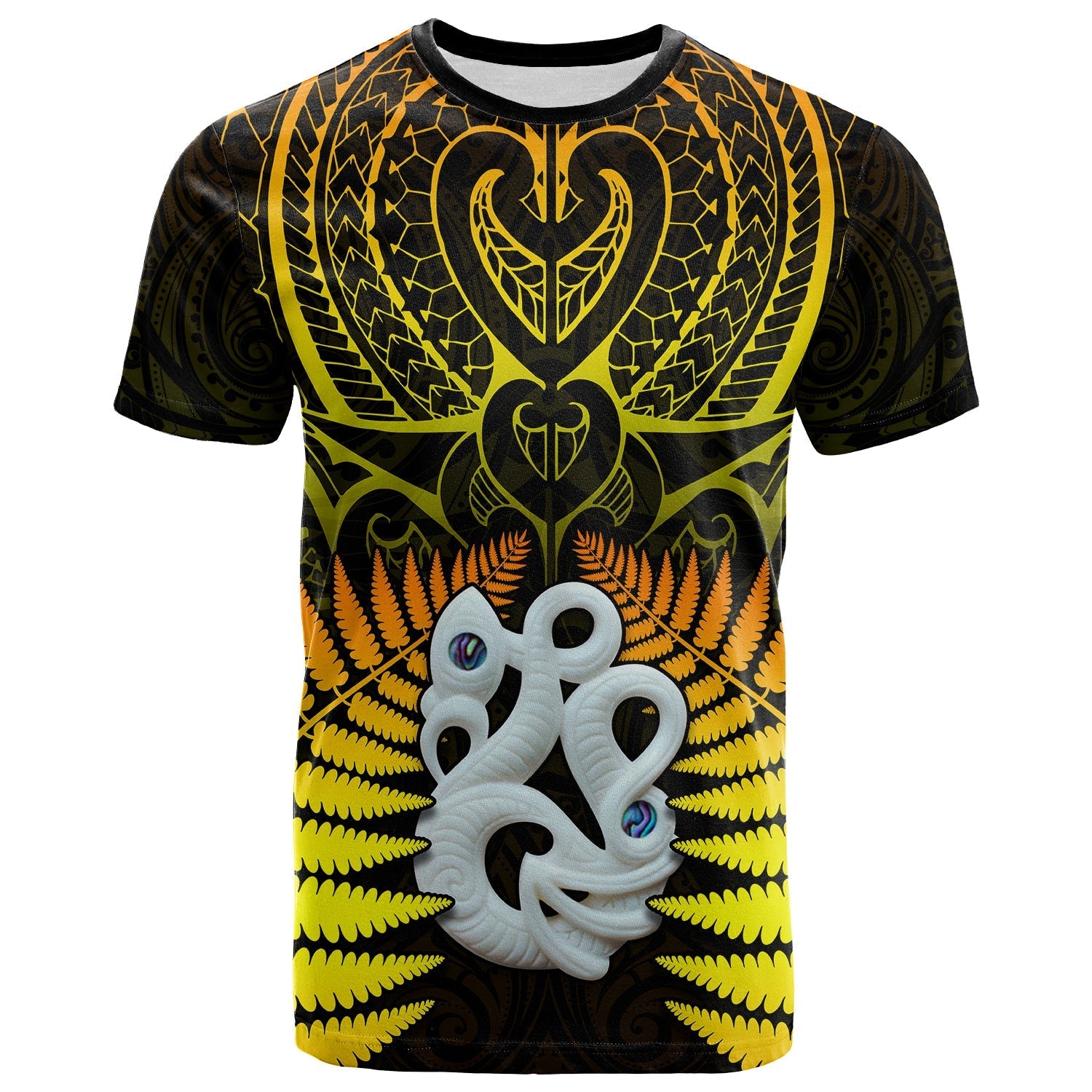 Aotearoa Fern T shirt New Zealand Hei Tiki Gold Style - Vibe Hoodie Shop