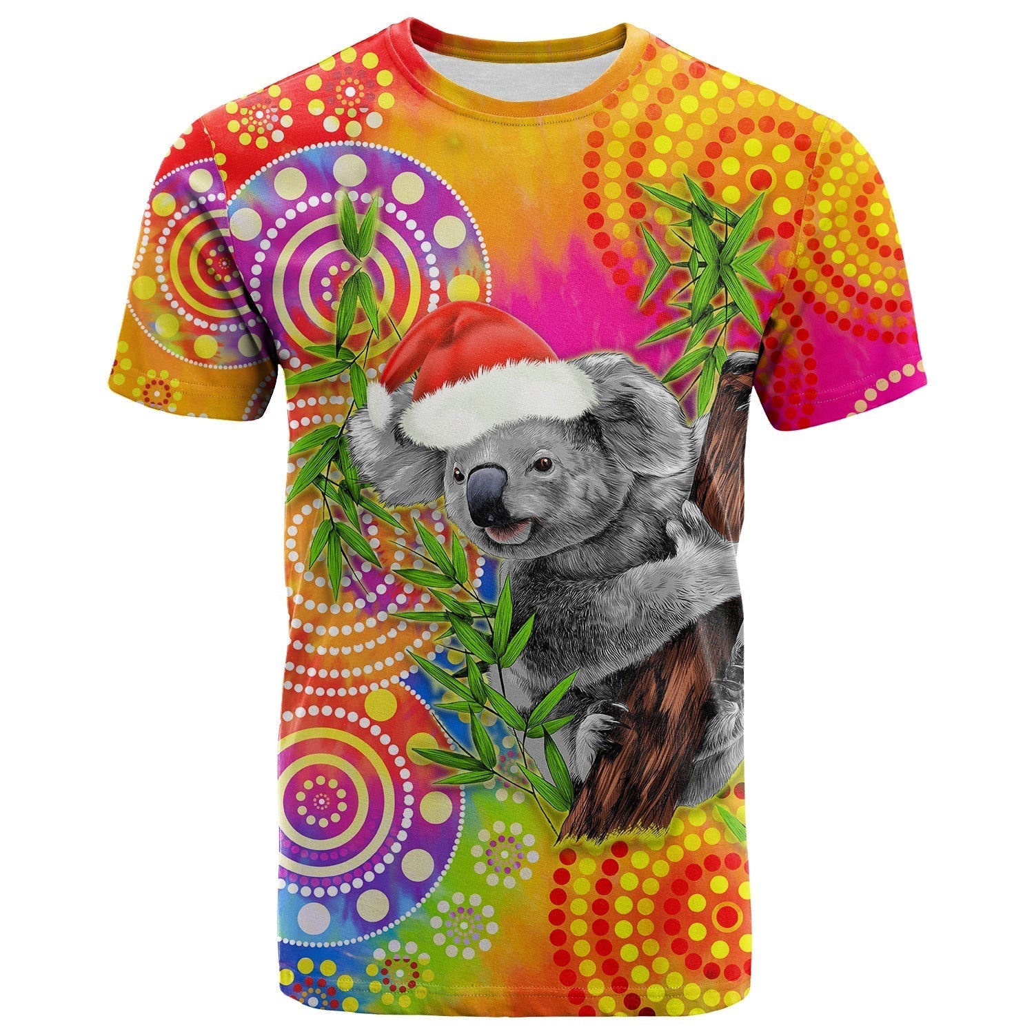 (Custom Personalised) Australia Koala Aboriginal T Shirt Rainbow Tie Dye Merry Christmas - Vibe Hoodie Shop