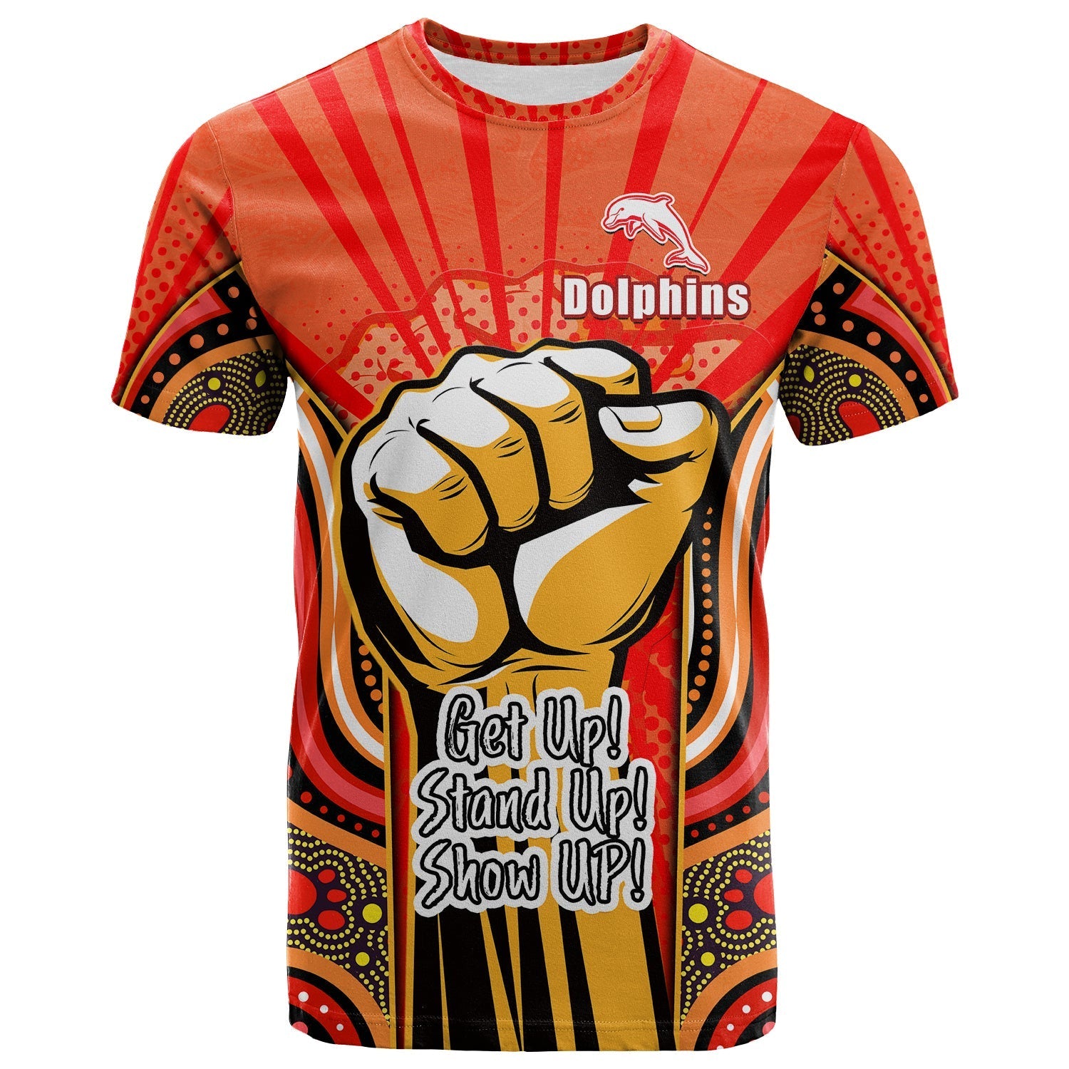 (Custom Personalised) Dolphins NAIDOC Week 2022 T shirt Aboriginal Art Get Up Stand Up Show Up - Vibe Hoodie Shop