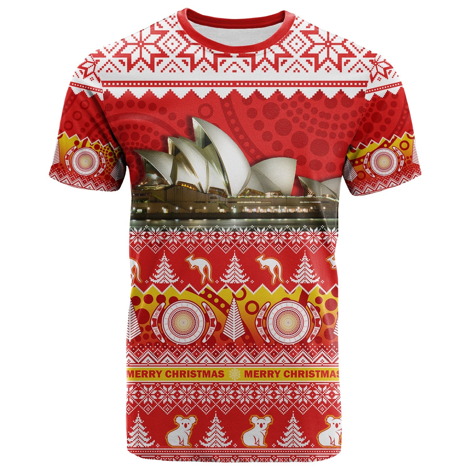 Australia T Shirt Sydney Opera House Aboriginal Art Merry Christmas - Vibe Hoodie Shop