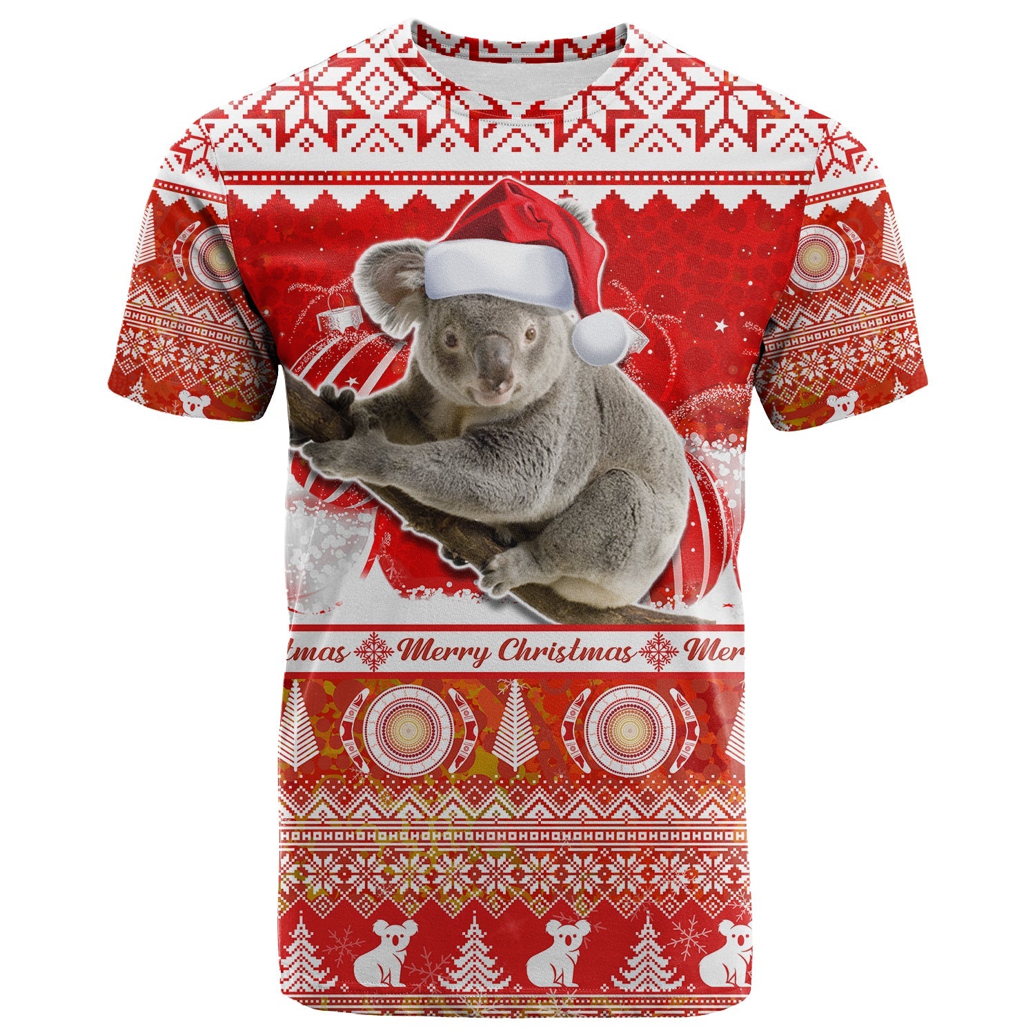 Australia T Shirt Koala Aboriginal Painting Merry Christmas - Vibe Hoodie Shop