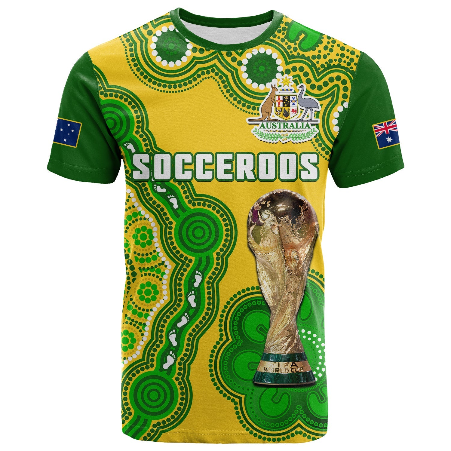 (Custom Text And Number) Australia Soccer T Shirt Socceroos Aboriginal WC 2022 - Vibe Hoodie Shop