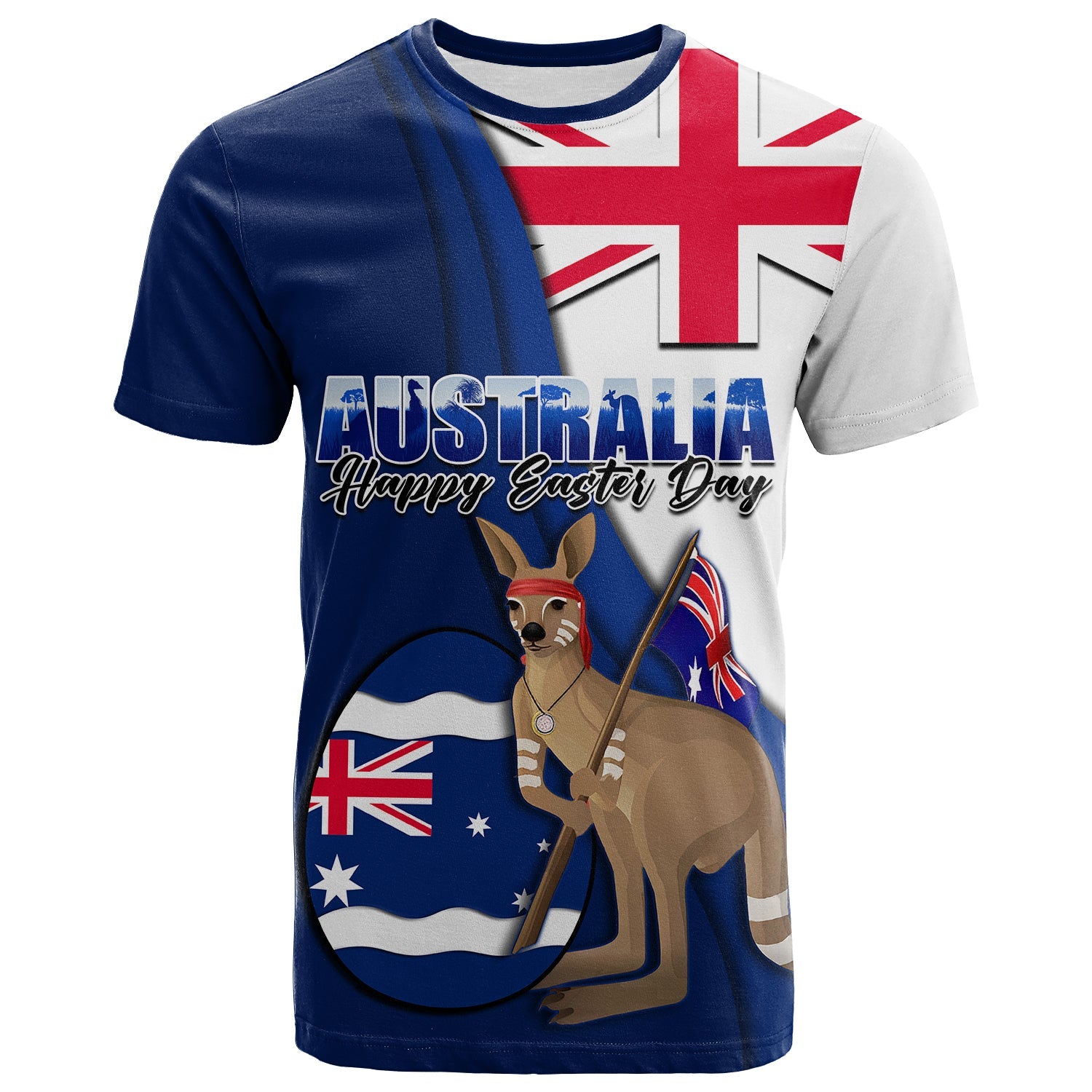 Australia Easter Day T Shirt Kangaroo With Egg Flag Style - Vibe Hoodie Shop