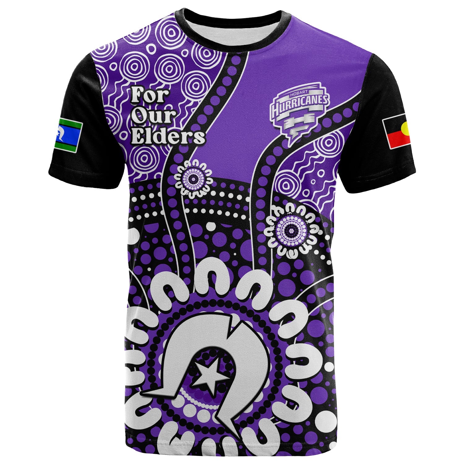 (Custom Text And Number) Hobart Hurricanes NAIDOC 2023 T Shirt Indigenous For Our Elders - Vibe Hoodie Shop