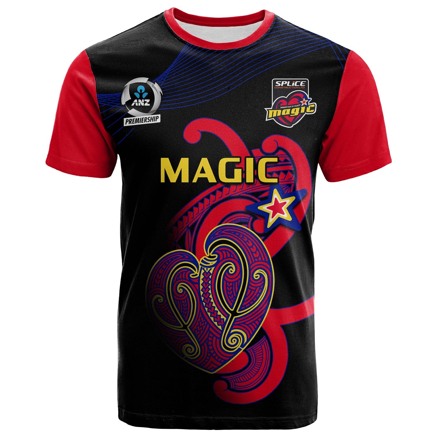 Aotearoa Netball T Shirt Waikato Bay of Plenty Magic 2023 ANZ Premiership - Vibe Hoodie Shop