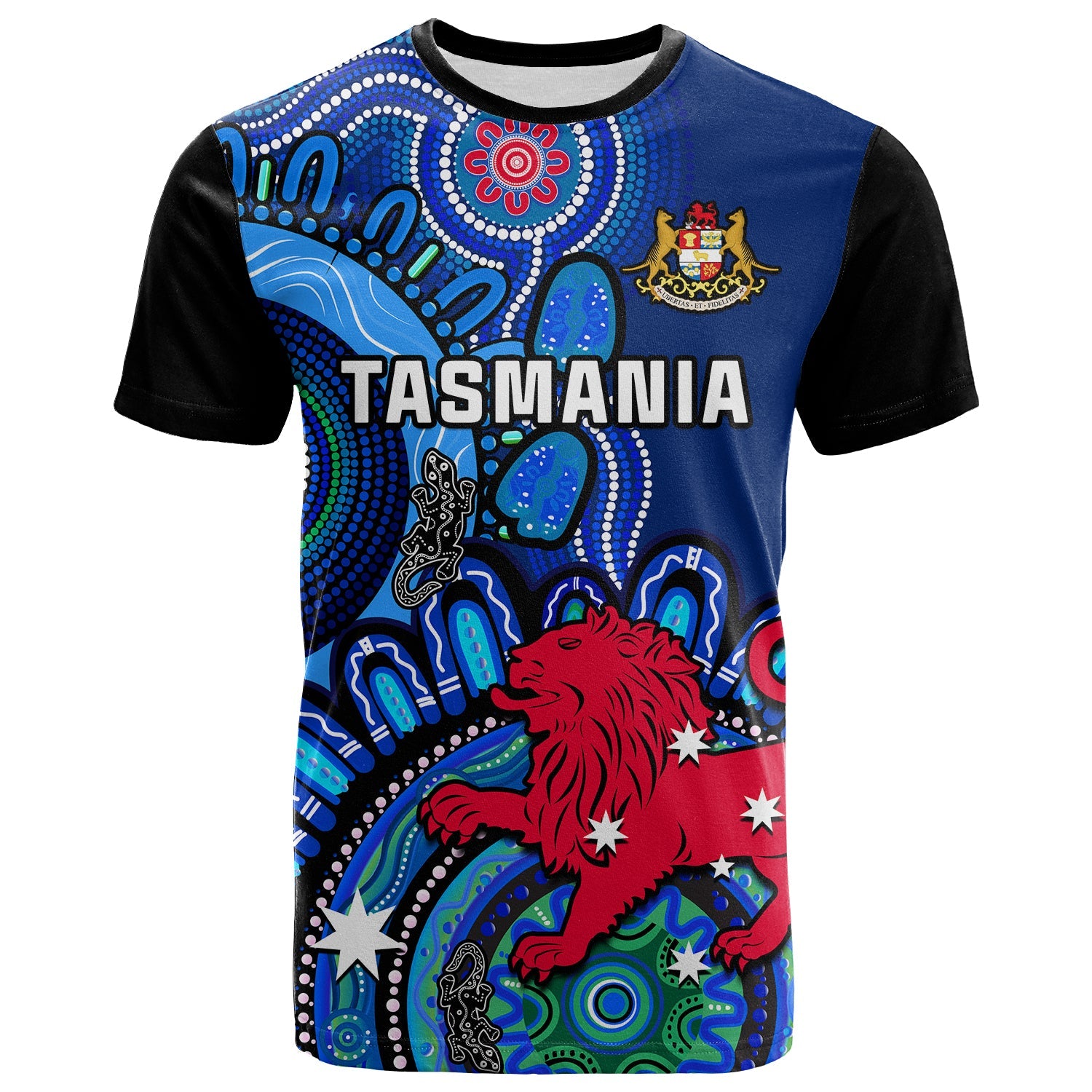 (Custom Personalised) Tasmania State T Shirt Australian Indigenous Art - Vibe Hoodie Shop